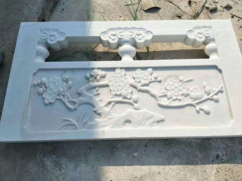 漢白玉四季花草梅蘭竹菊雕花欄桿