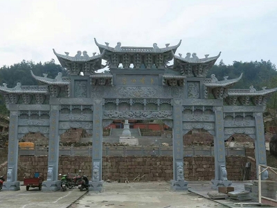 寺廟青石五門石牌坊