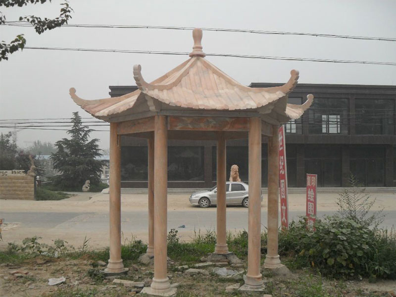 晚霞紅單層石涼亭