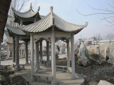  青石單層石涼亭 